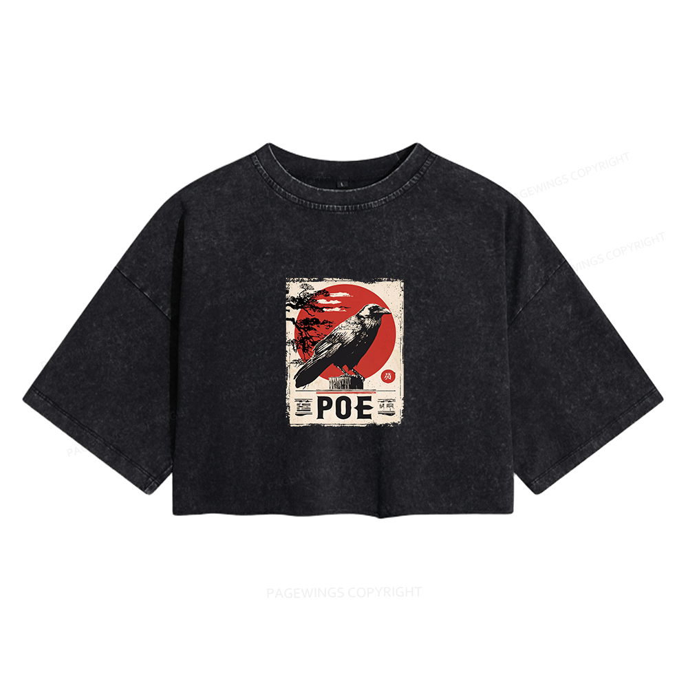 Pagewings Raven Women's Washed Cropped T-shirt