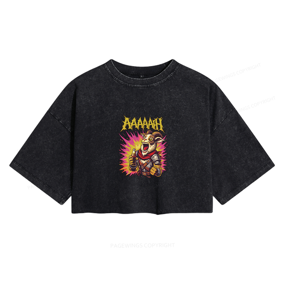 Pagewings Fantasy Book Reader  Women's Washed Cropped T-shirt