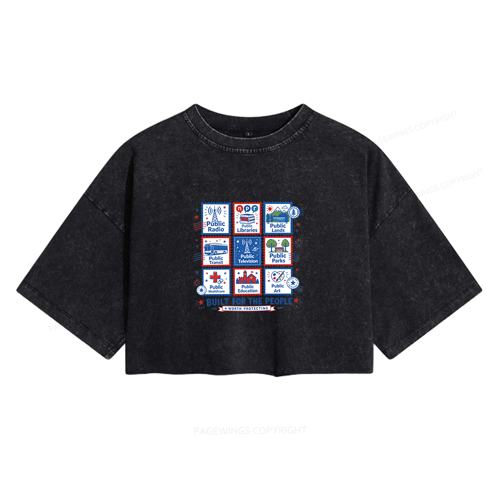 Pagewings Public Libraries Women's Washed Cropped T-shirt