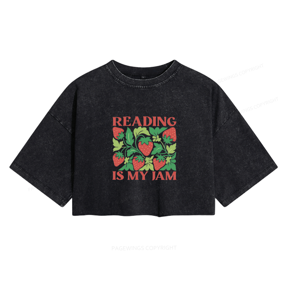 Pagewings Reading Is My Jam Women's Washed Cropped T-shirt