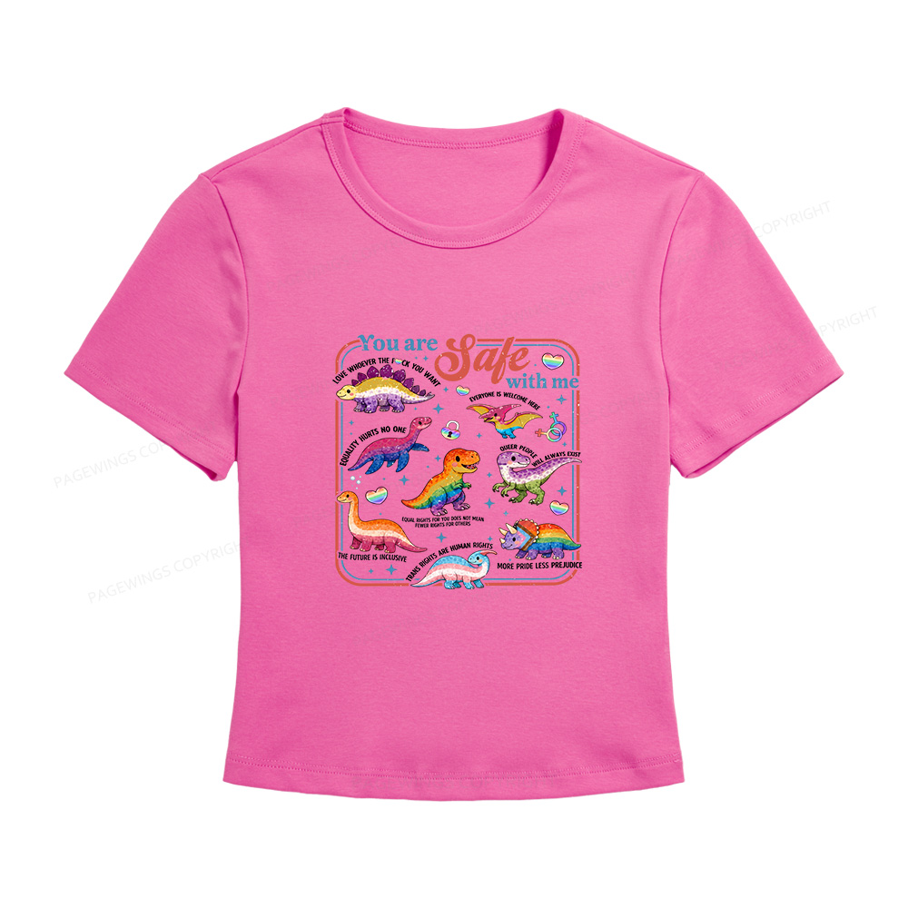 Pagewings Dinosaur Rainbow Women's Baby Tee