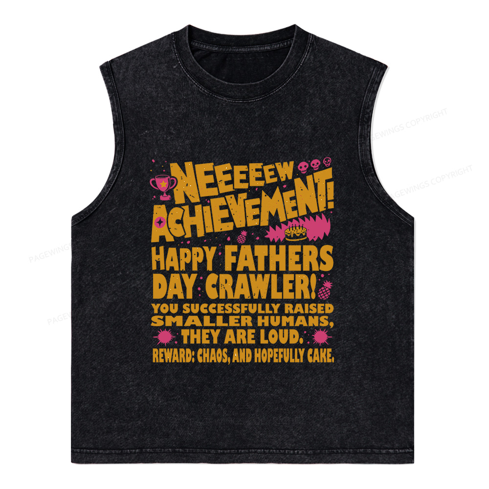 Pagewings Dad Achievement Unisex Washed Tank Top
