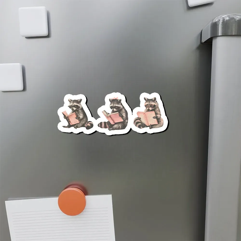 Pagewings Funny Raccoon Bookish Gift Fridge Magnet