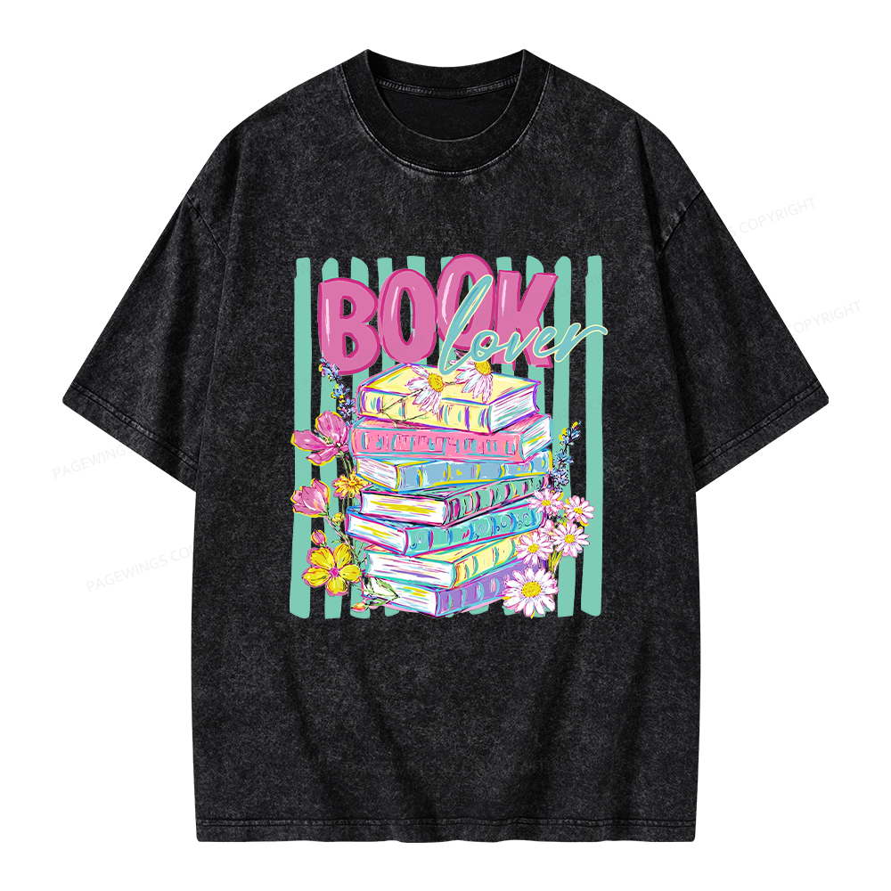 Pagewings Floral Bookish Unisex Washed T-shirt