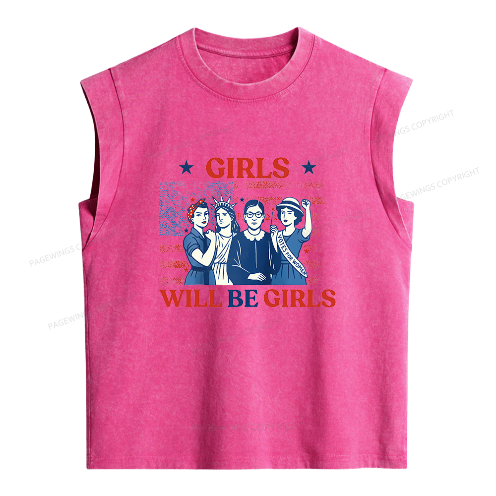 Pagewings Girls Will be Girls Women's Washed Tank Top