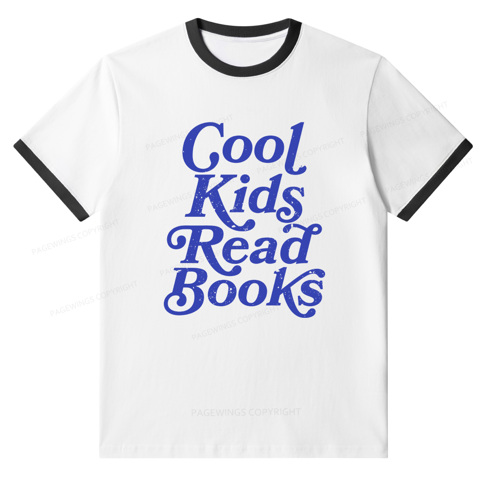 Pagewings Cool Kids Read Books Unisex Ringer T-Shirt
