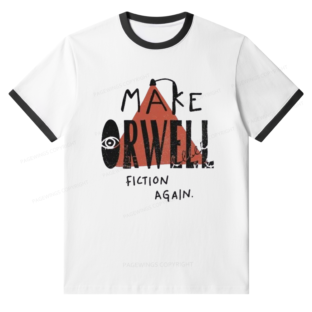 Pagewings Make Orwell Fiction Again Unisex Ringer T-Shirt