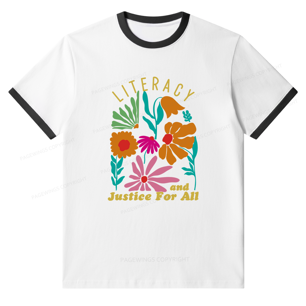 Pagewings Literacy And Justice Unisex Ringer T-Shirt