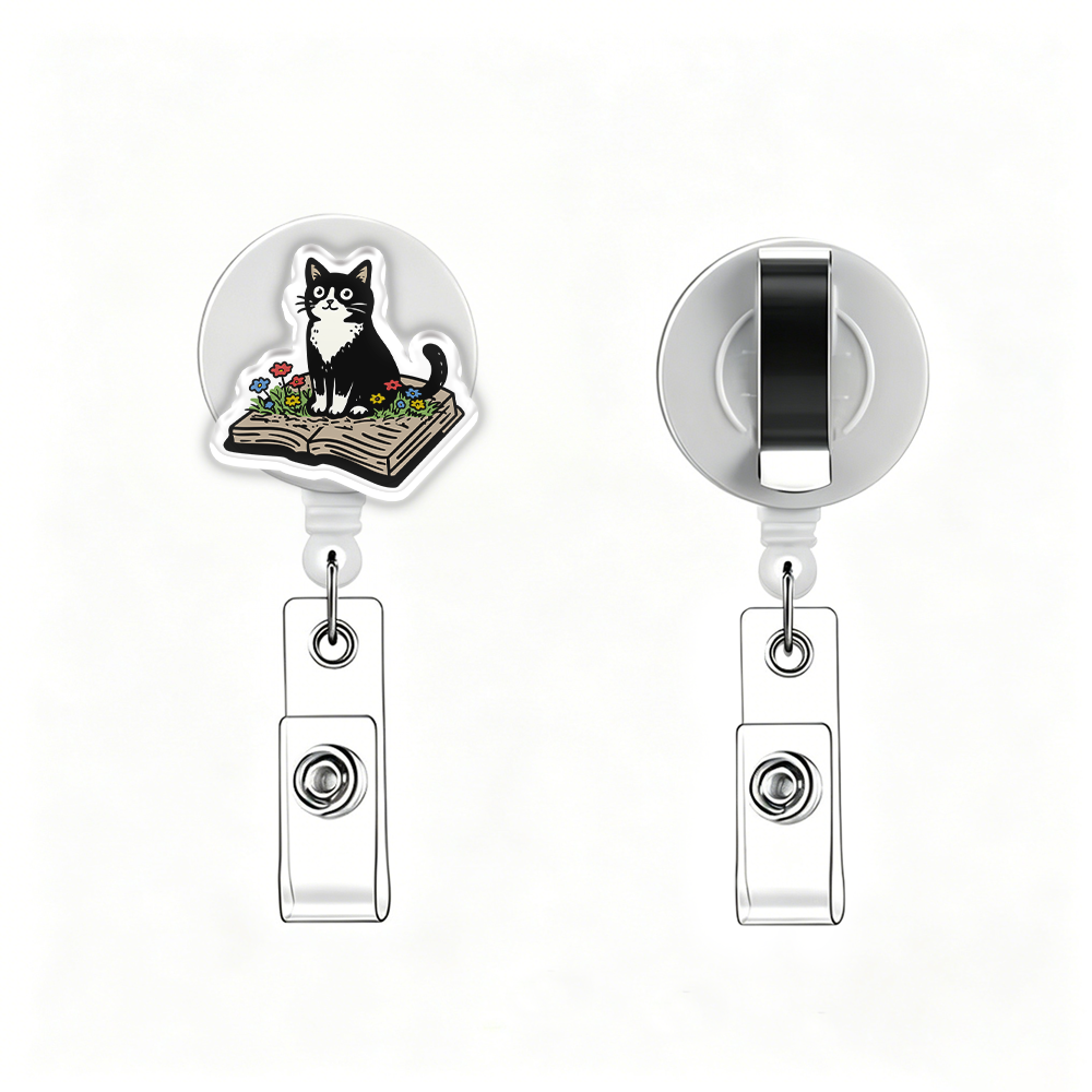 Pagewings Cat Book Lover Acrylic Badge Clip