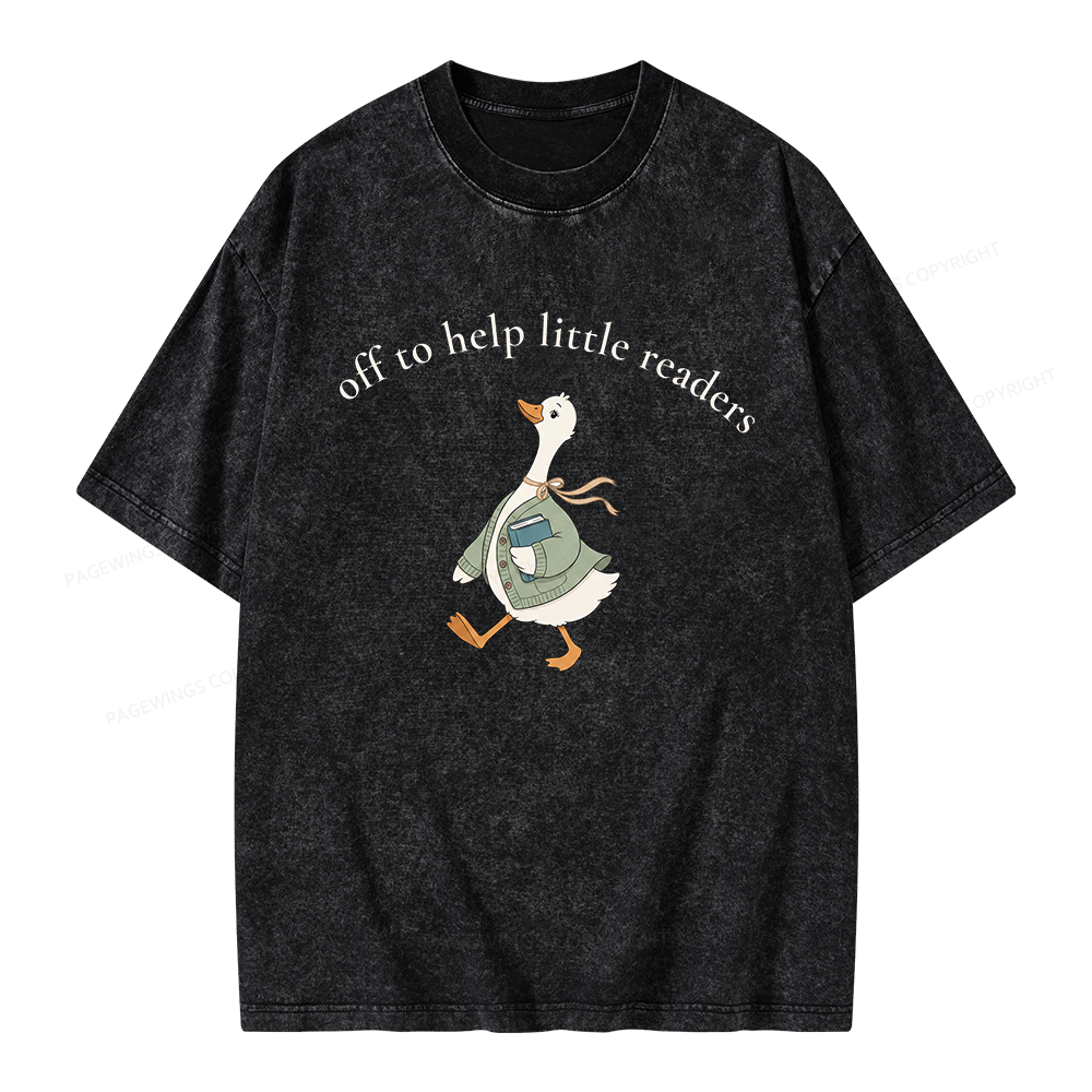 Pagewings Off To Help Little Readers Unisex Washed T-shirt