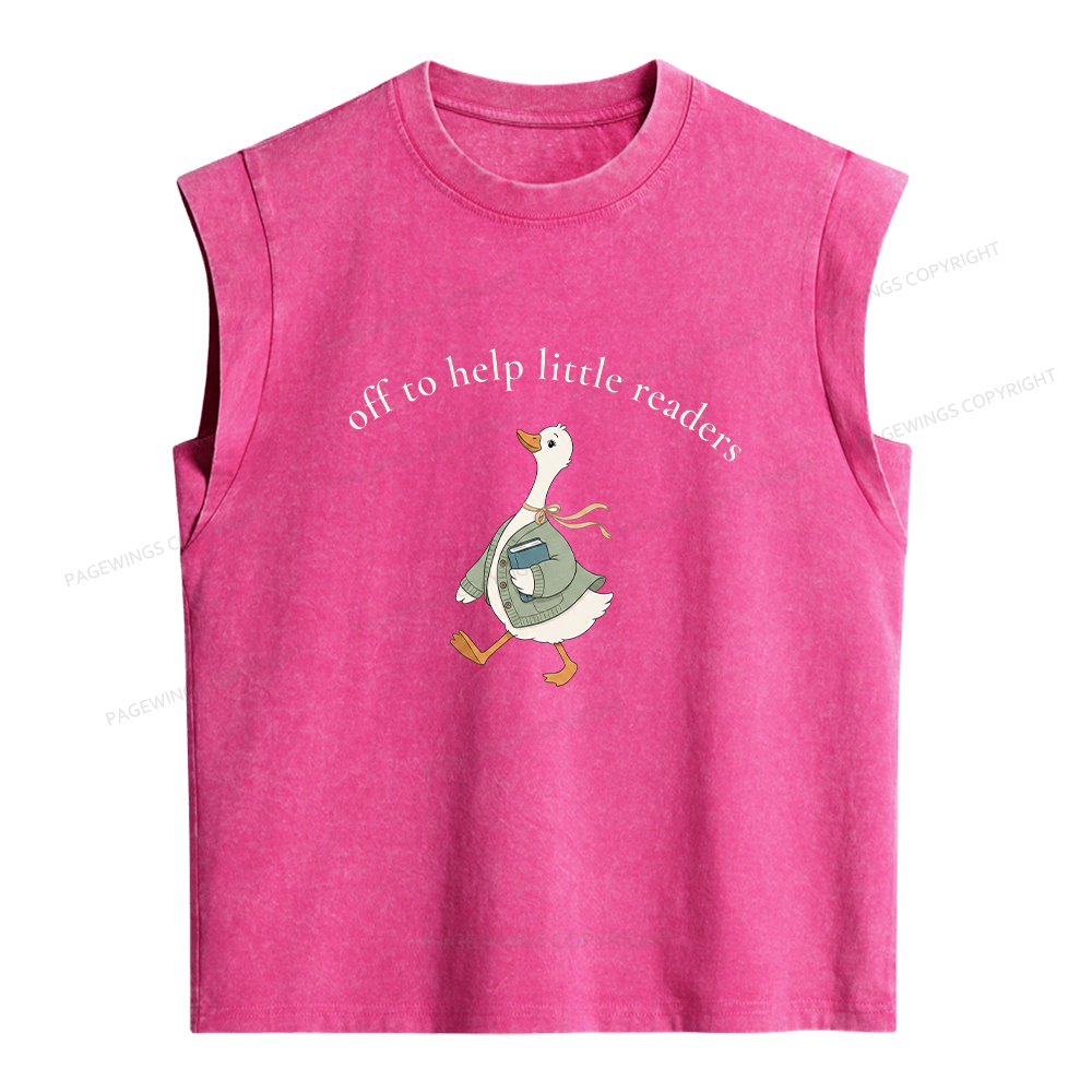 Pagewings Off To Help Little Readers Goose Women's Washed Tank Top