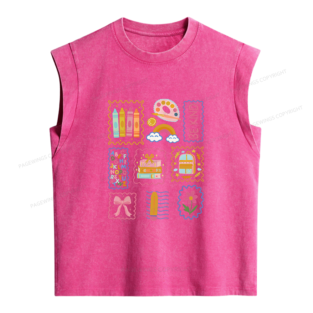 Pagewings Cute Be Kind Women's Washed Tank Top