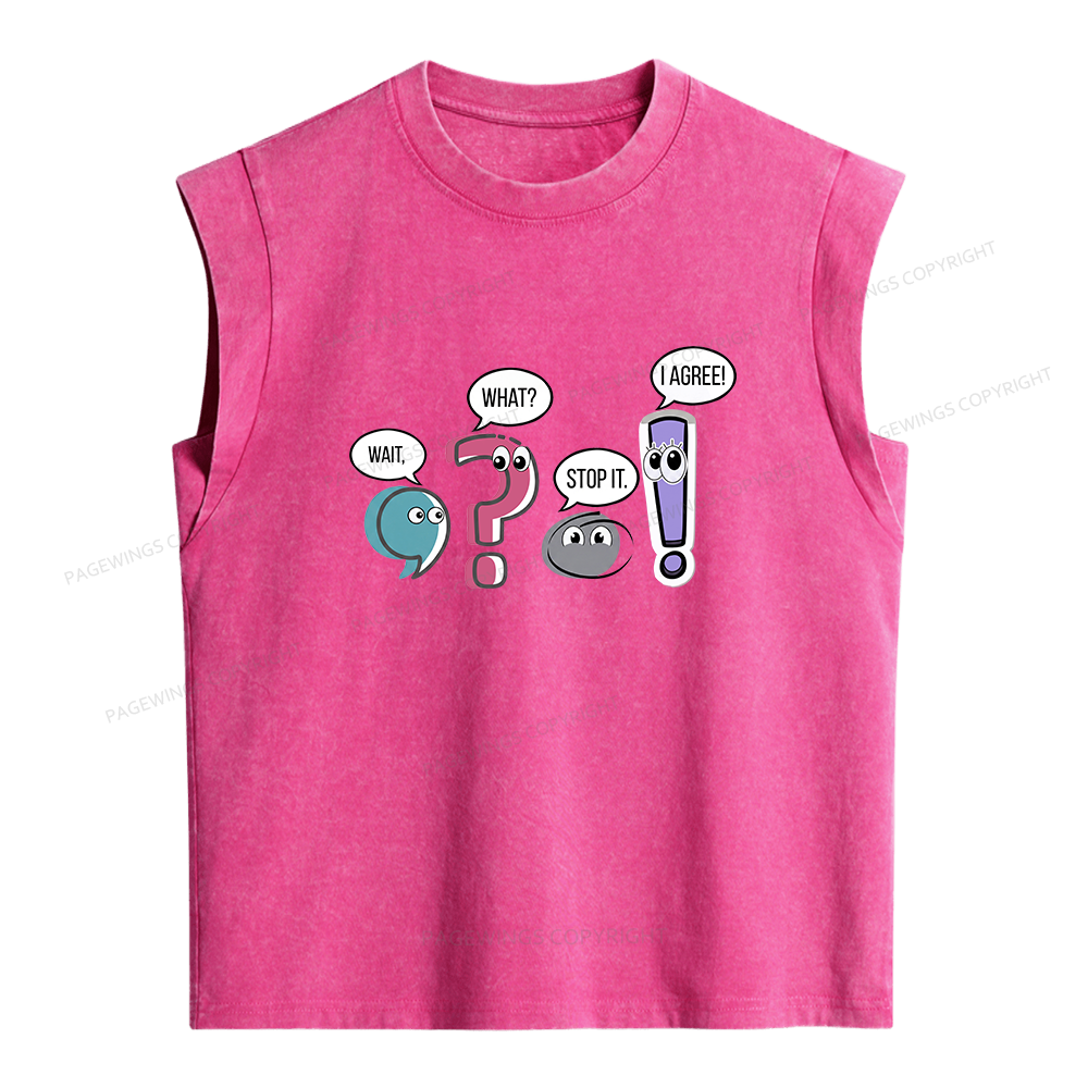 Pagewings Funny Grammar Women's Washed Tank Top