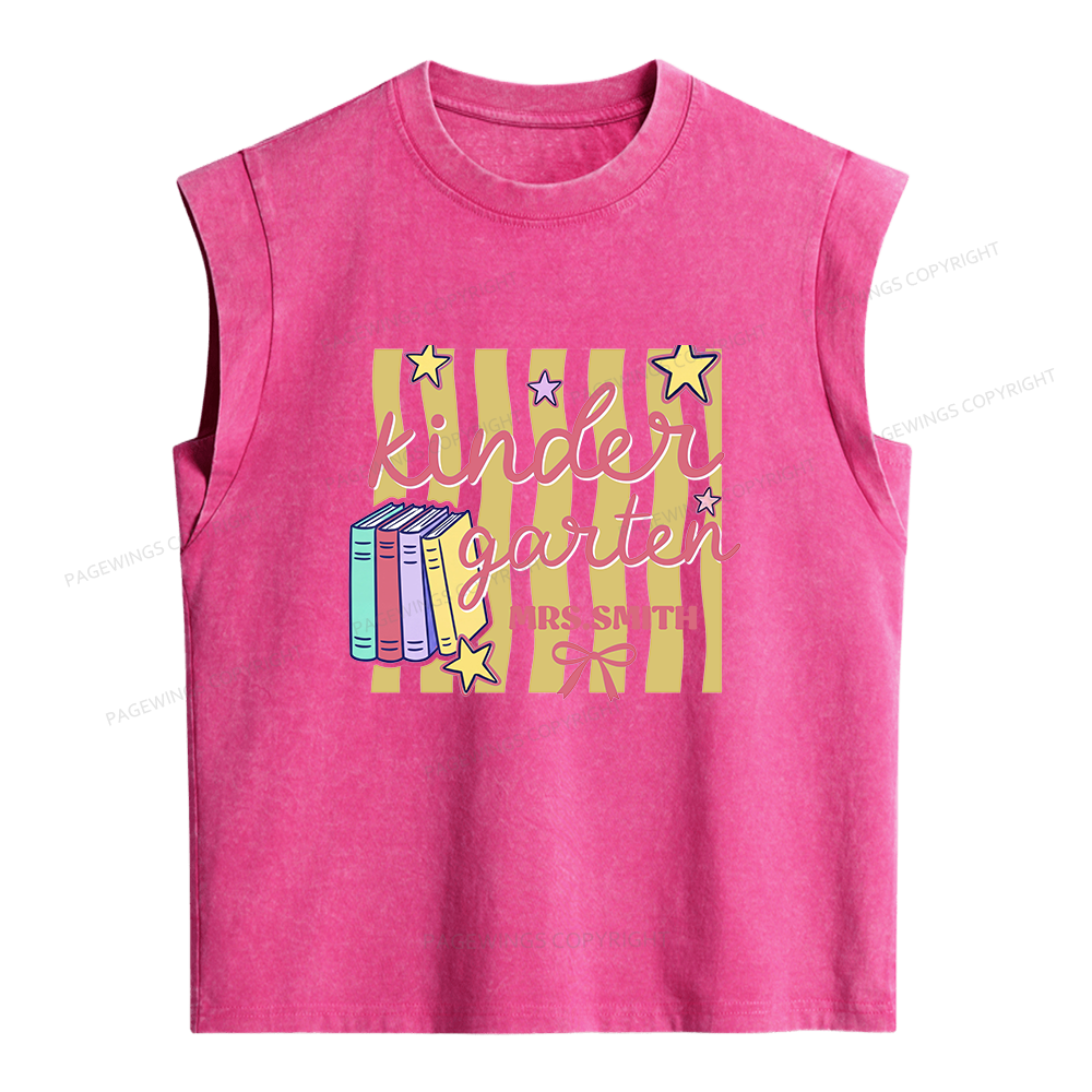 Pagewings Personalized Kindergarten Teacher Women's Washed Tank Top