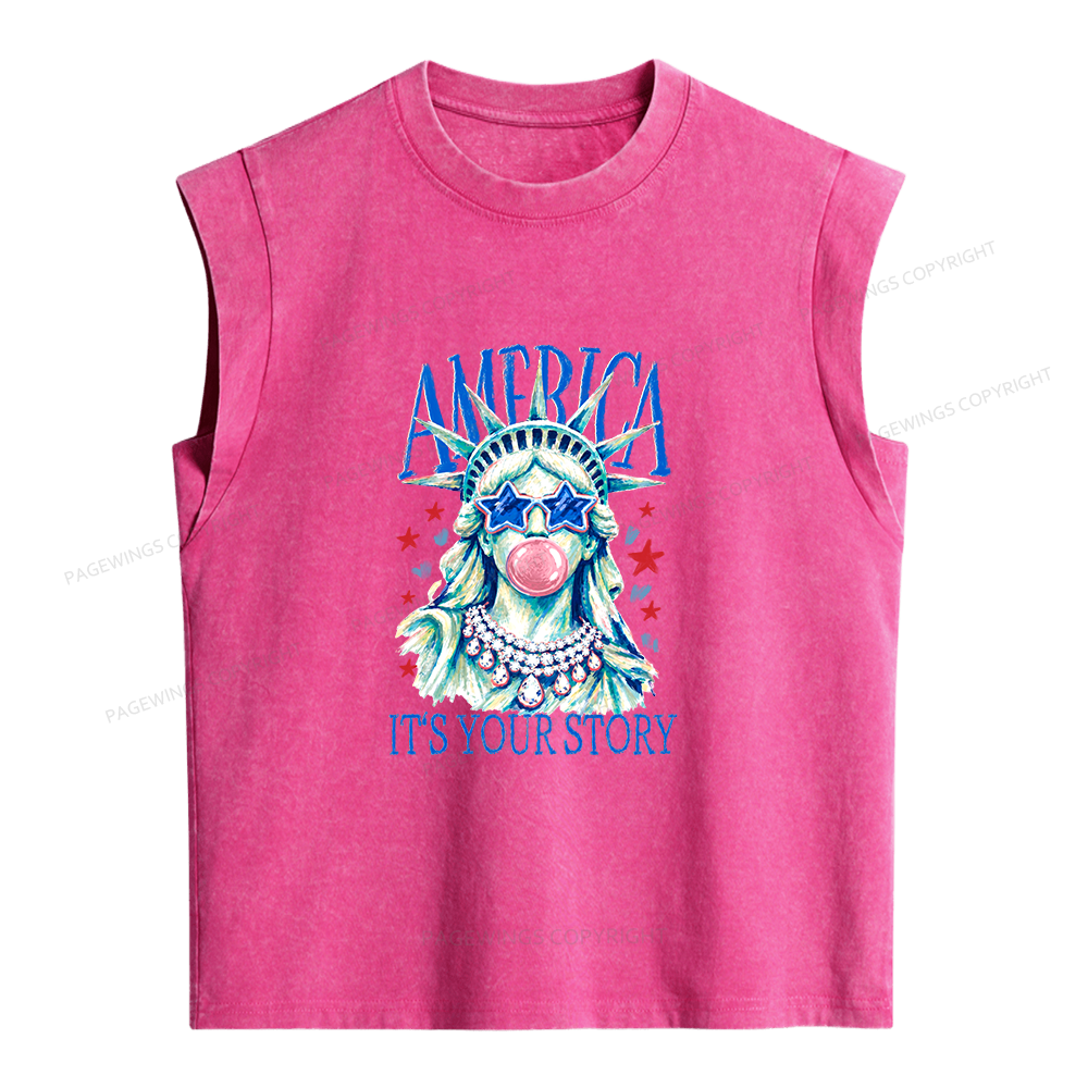 Pagewings America Statue of Liberty Women's Washed Tank Top