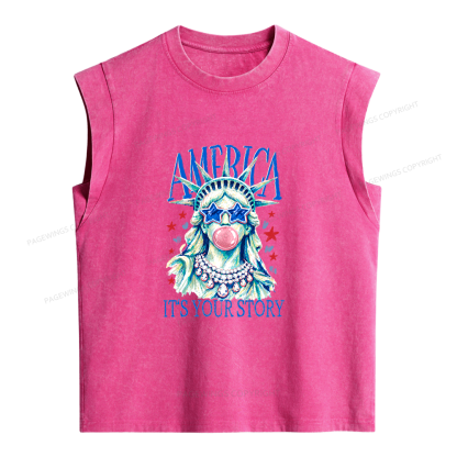 Pagewings America Statue of Liberty Women's Washed Tank Top