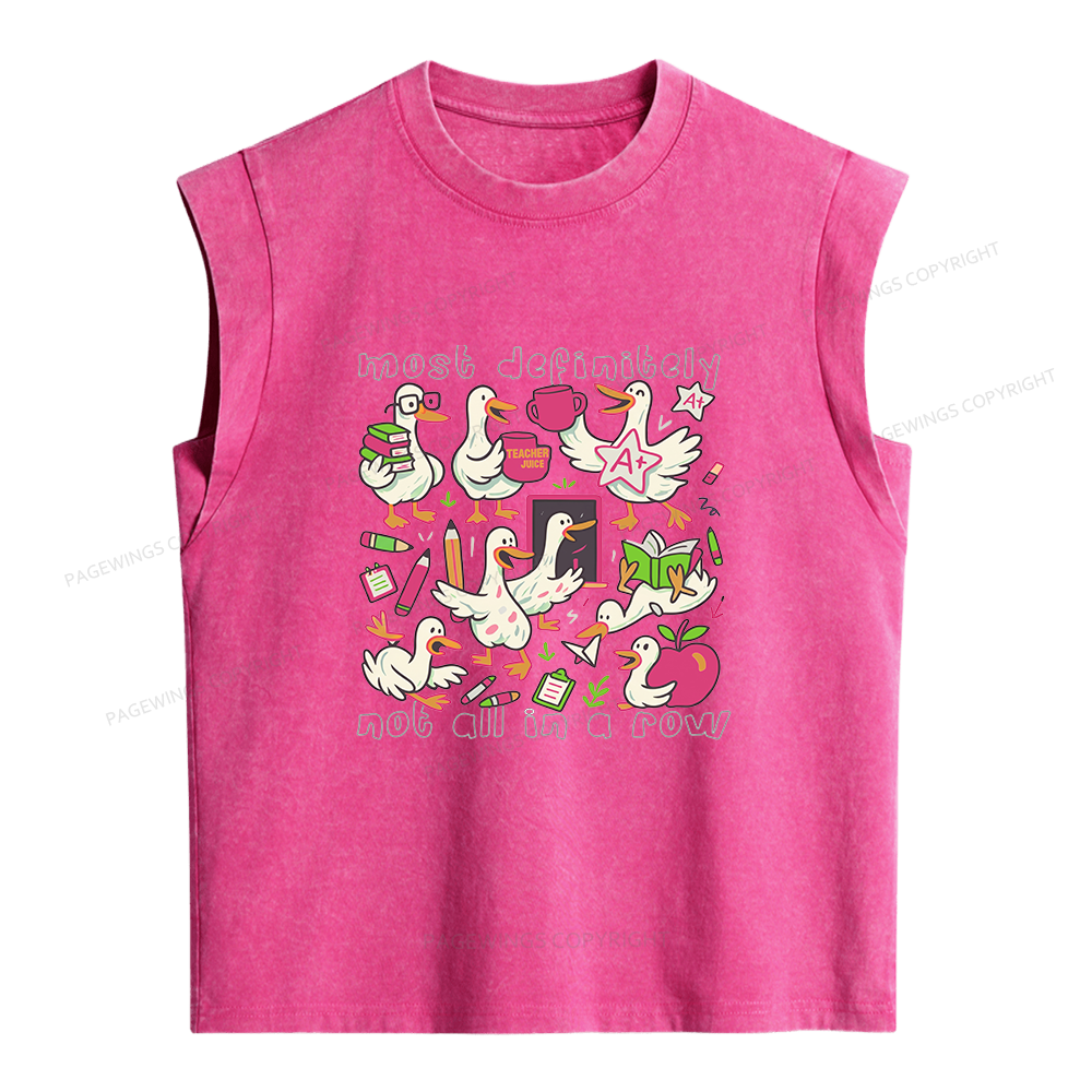 Pagewings Funny Goose Back to School Women's Washed Tank Top