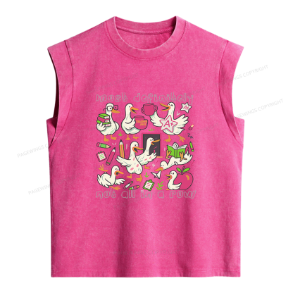 Pagewings Funny Goose Back to School Women's Washed Tank Top