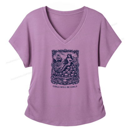 Pagewings Girls Will Be Girls Soft Women's Modal V-neck T-shirt  