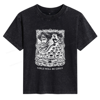 Pagewings Girls Will Be Girls Women's Washed T-shirt