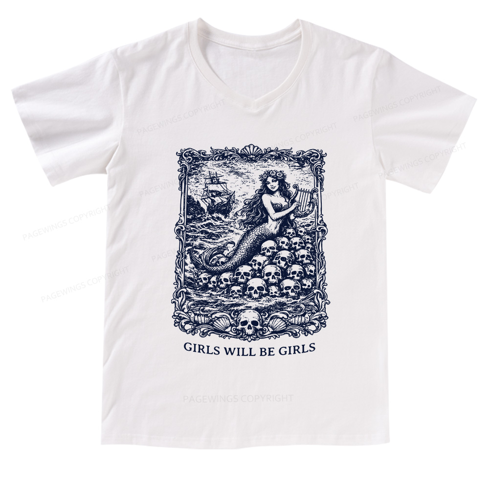 Pagewings Girls Will Be Girls V-neck T-shirt