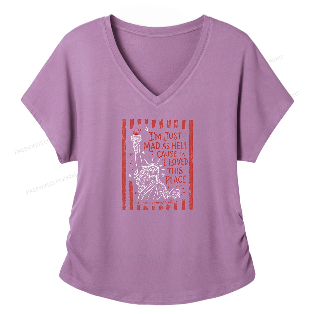 Pagewings I’m Just Mad As Hell 250th Soft Women's Modal V-neck T-shirt  