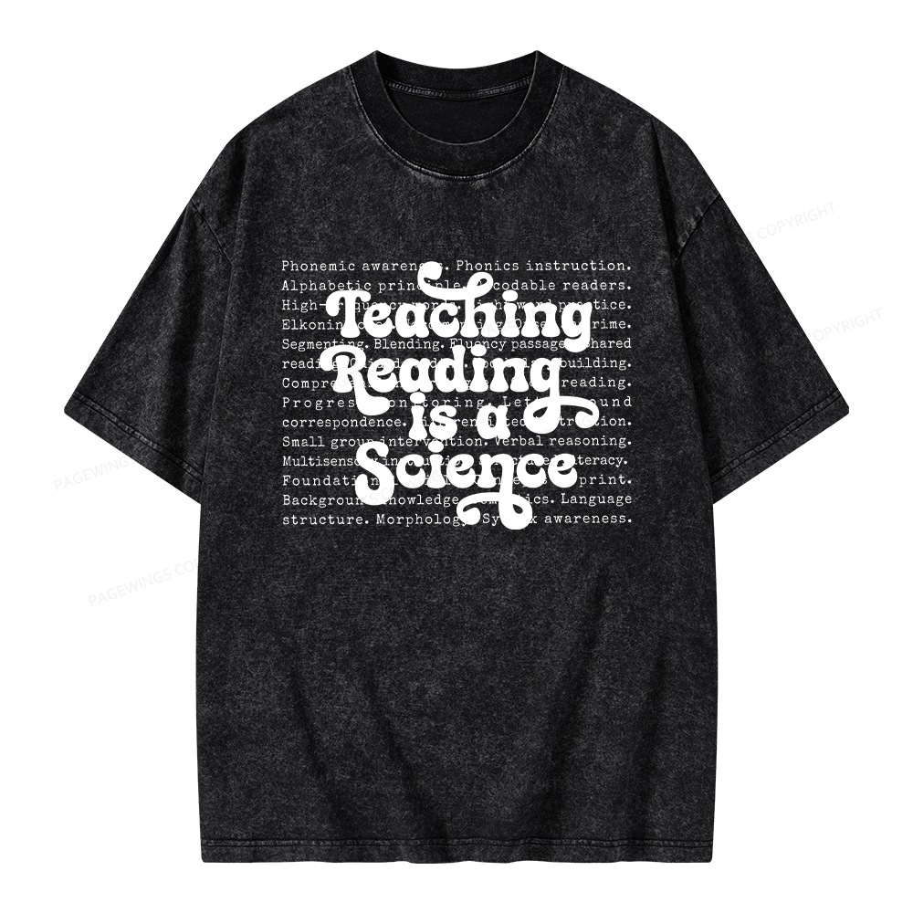Pagewings Science of Reading Literacy Unisex Washed T-shirt
