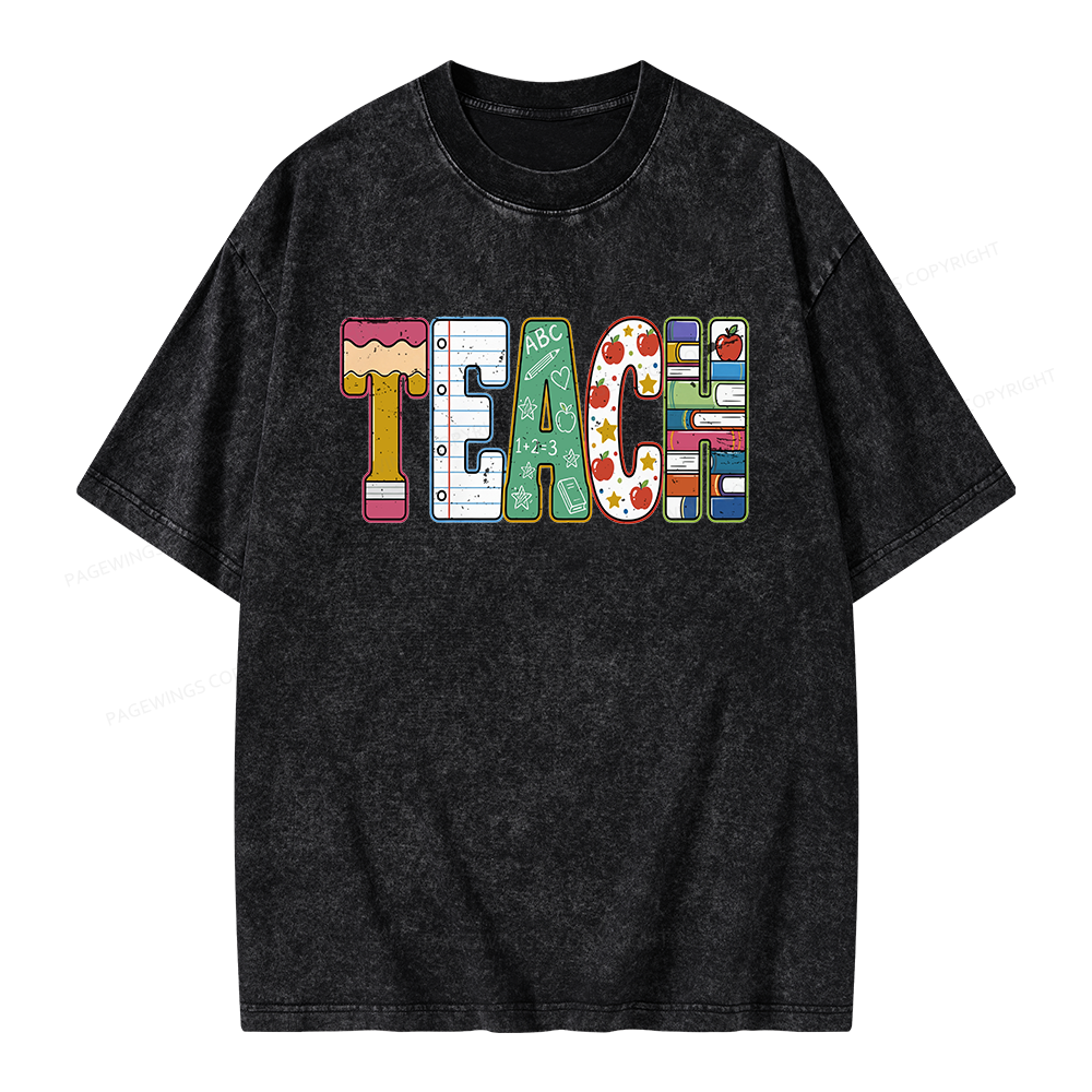 Pagewings Back to School Unisex Washed T-shirt