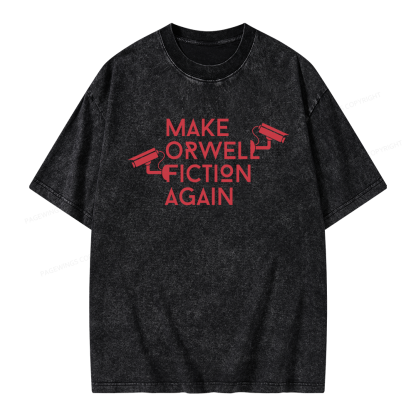 Pagewings Make Orwell Fiction Again Unisex Washed T-shirt