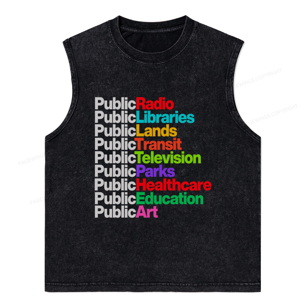 Pagewings Public Libraries Unisex Washed Tank Top