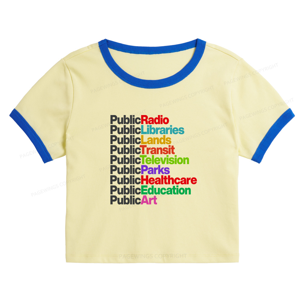 Pagewings Public Libraries Baby Tee Cropped Ringer T-Shirt