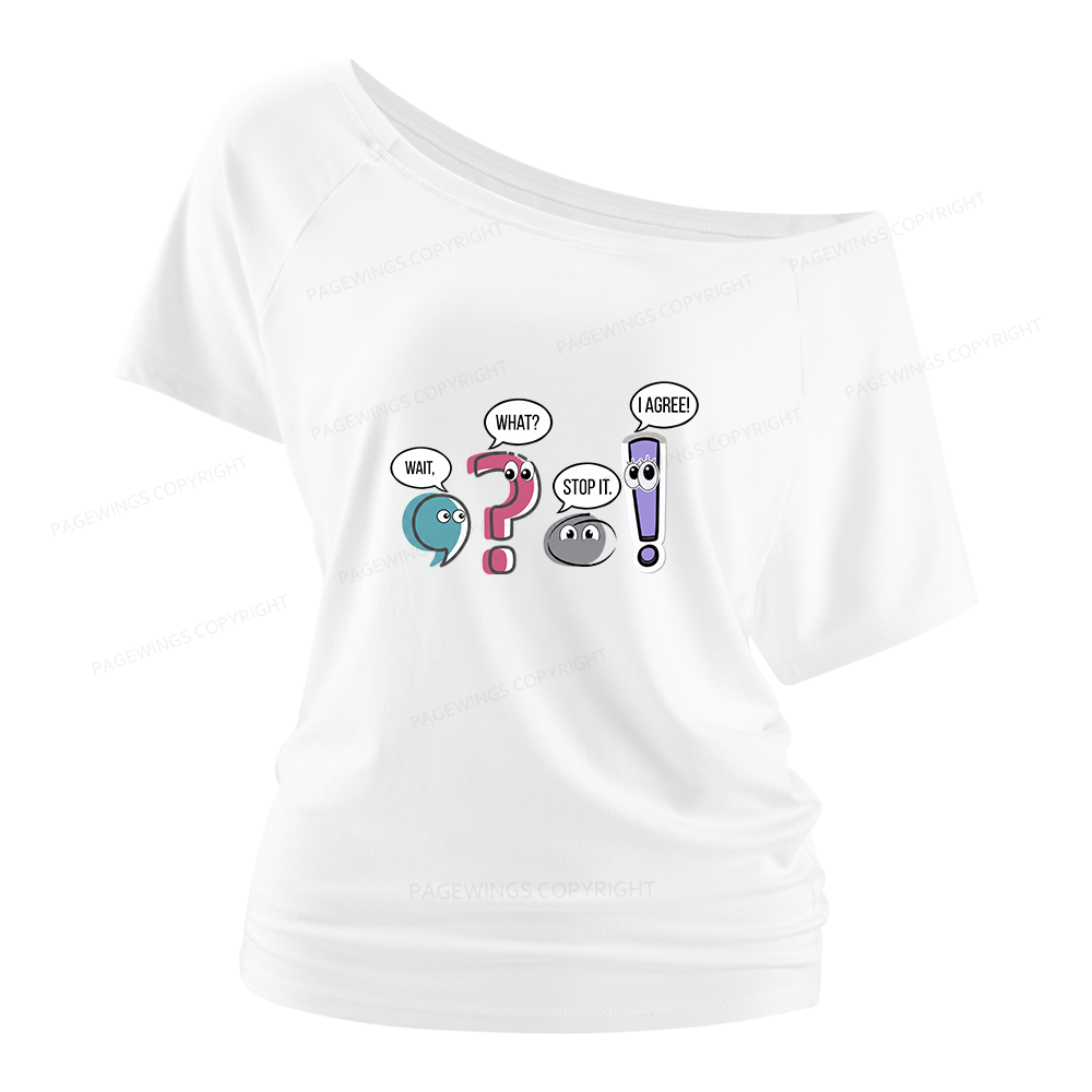 Pagewings Funny Grammar Women Off Shoulder T-shirts