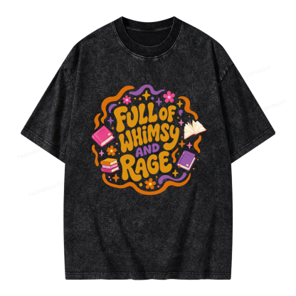 Pagewing Full Of Whimsy And Rage Unisex Washed T-shirt