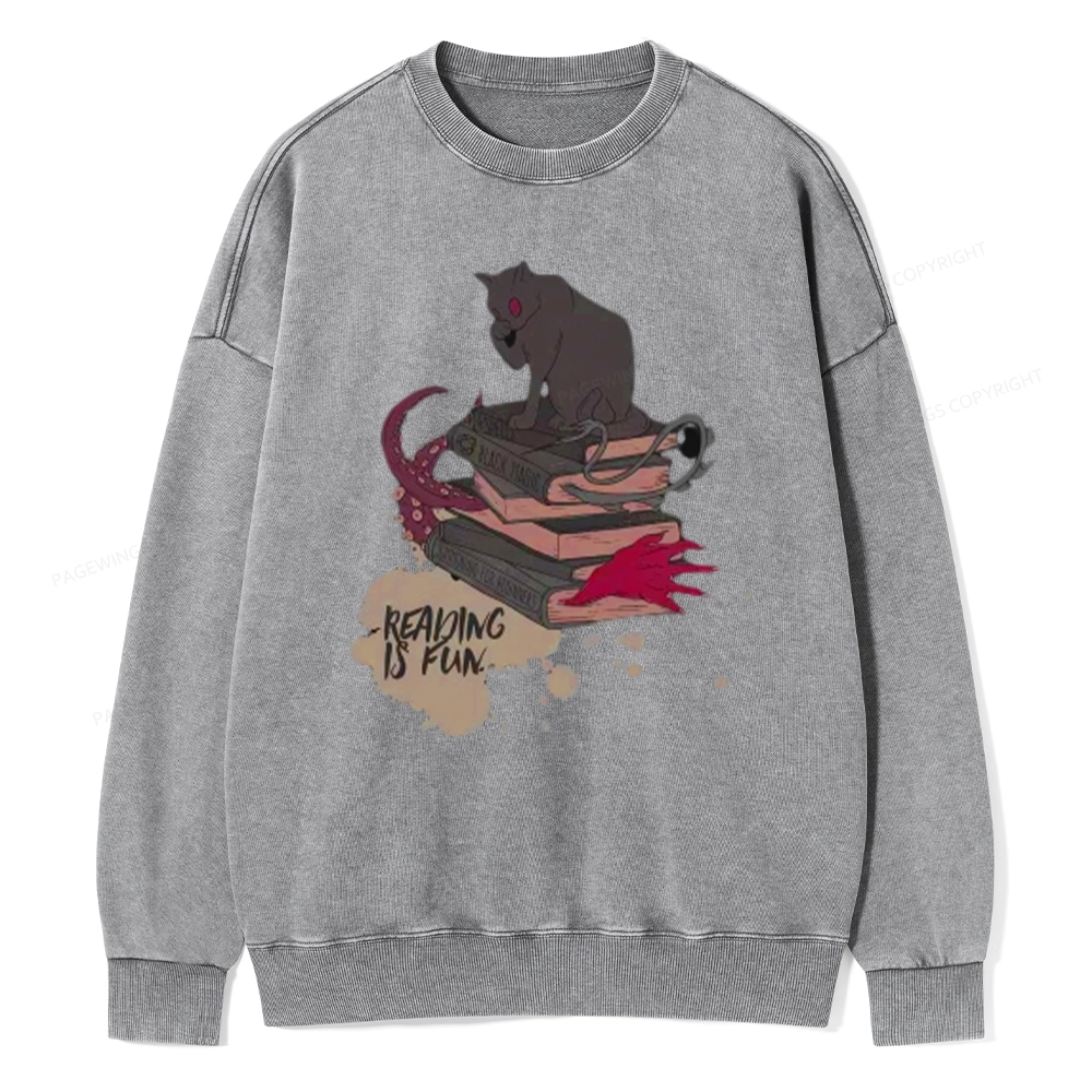 Pagewings Reading is Fun Unisex Washed Sweatshirt