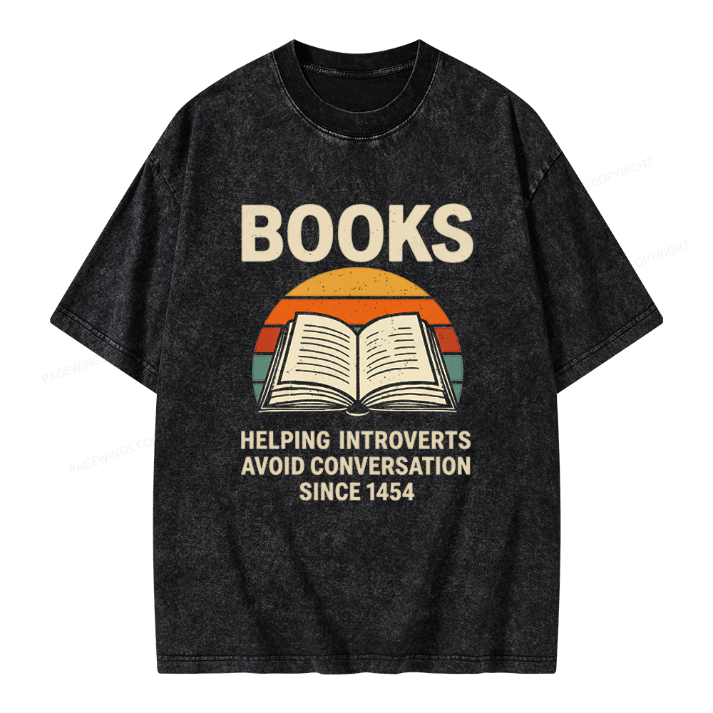 Pagewing Books Helping Introverts Avoid Conversation Unisex Washed T-shirt