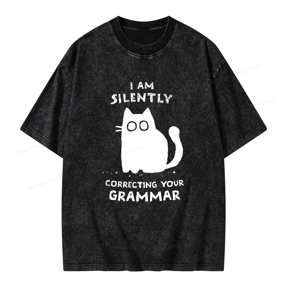 Pagewing Silently Correcting Your Grammar Unisex Washed T-shirt