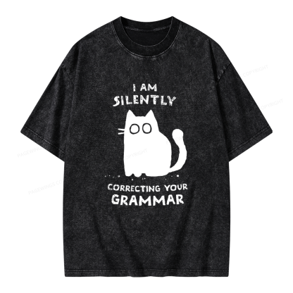 Pagewing Silently Correcting Your Grammar Unisex Washed T-shirt