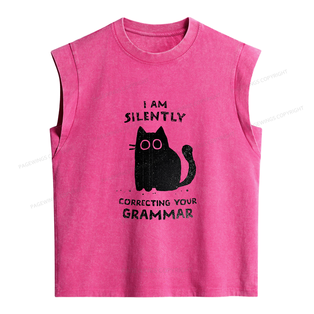 Pagewing Correcting Your Grammar Women's Washed Tank Top