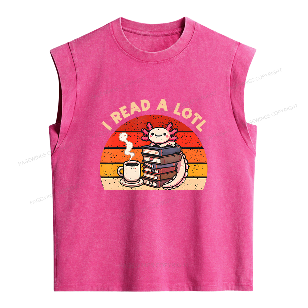 Pagewing I Read A Lotl Axolotl Reading Women's Washed Tank Top