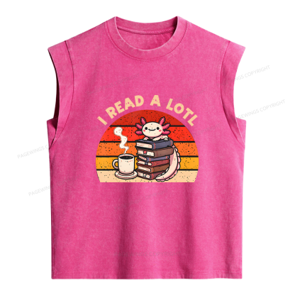 Pagewing I Read A Lotl Axolotl Reading Women's Washed Tank Top