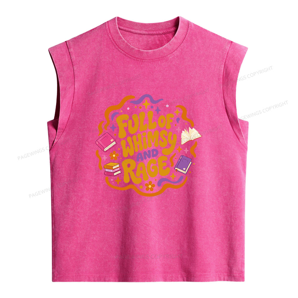 Pagewing Full Of Whimsy And Rage Women's Washed Tank Top