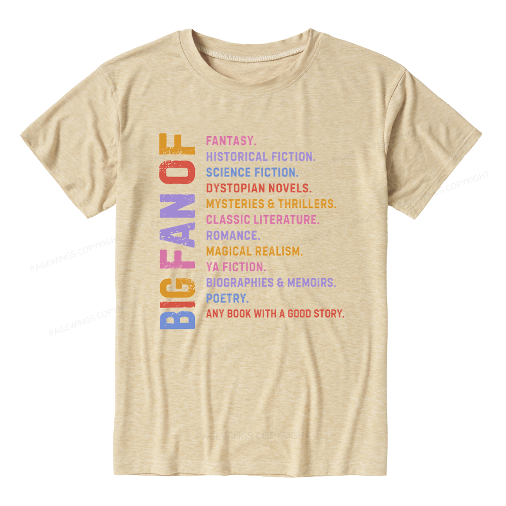 Pagewings Soft Big Fan of Books Unisex Heather T-Shirt