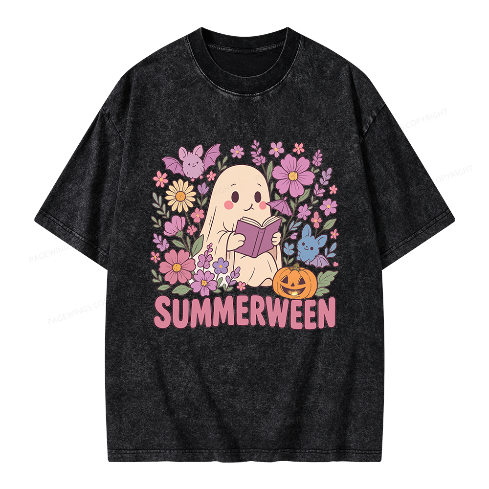 Pagewing Ghost Summerween Unisex Washed T-shirt