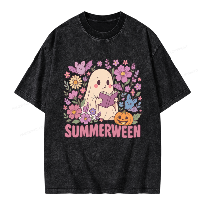 Pagewing Ghost Summerween Unisex Washed T-shirt