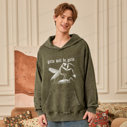 Pagewings Girls Will Be Girls Unisex Washed Hoodie
