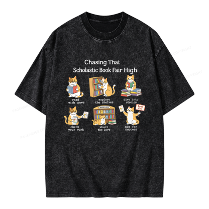 Pagewing Chasing That Scholastic Book Fair High Unisex Washed T-shirt