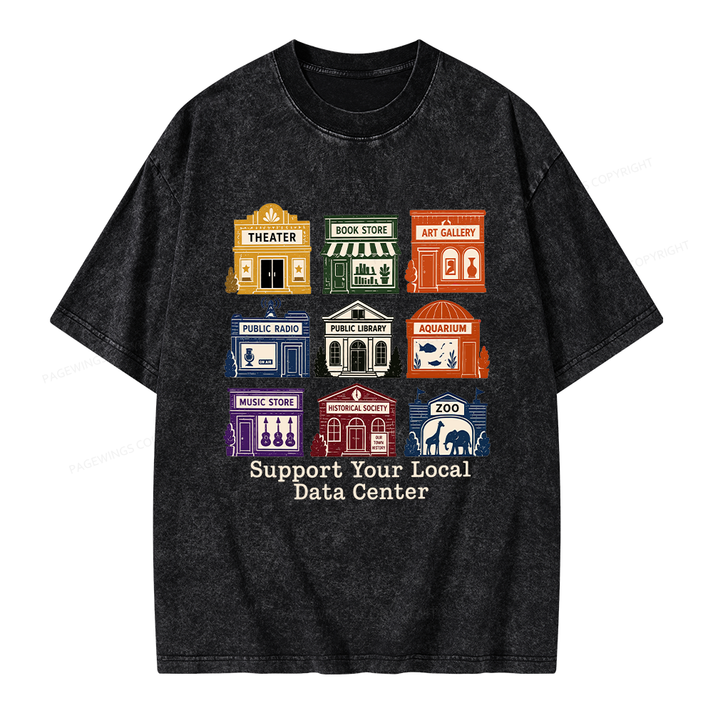 Pagewing Support Your Local Data Center Unisex Washed T-shirt