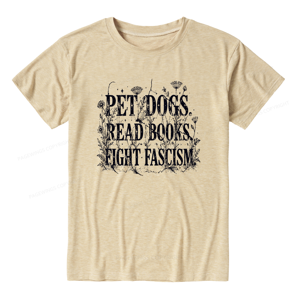 Pagewings Soft Anti Fascism Book Lover Unisex Heather T-Shirt