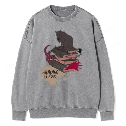 Pagewings Reading is Fun Unisex Washed Sweatshirt