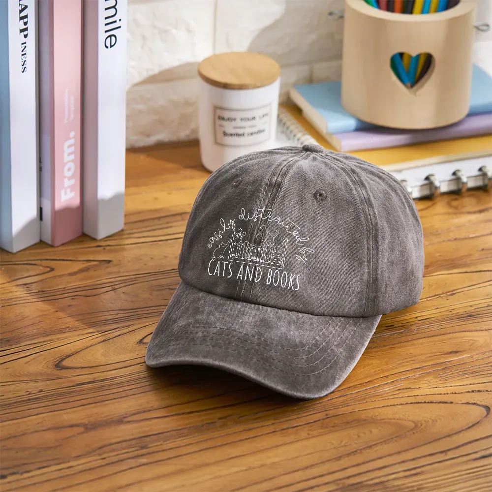 Pagewing Cute Cats And Books Washed Cap
